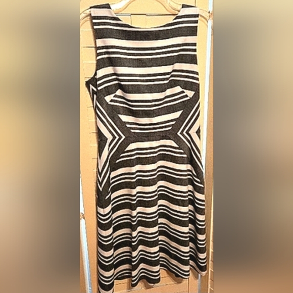 Calvin Klein Dresses & Skirts - CALVIN KLIEN dress, size 6 Dark gray & white stripes. White slip underneath.